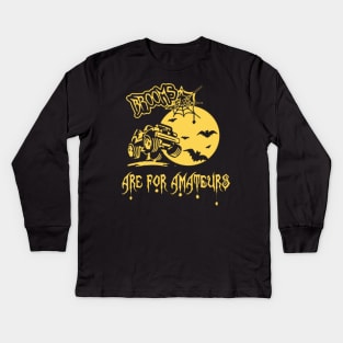 brooms are for amateurs jeep halloween Kids Long Sleeve T-Shirt